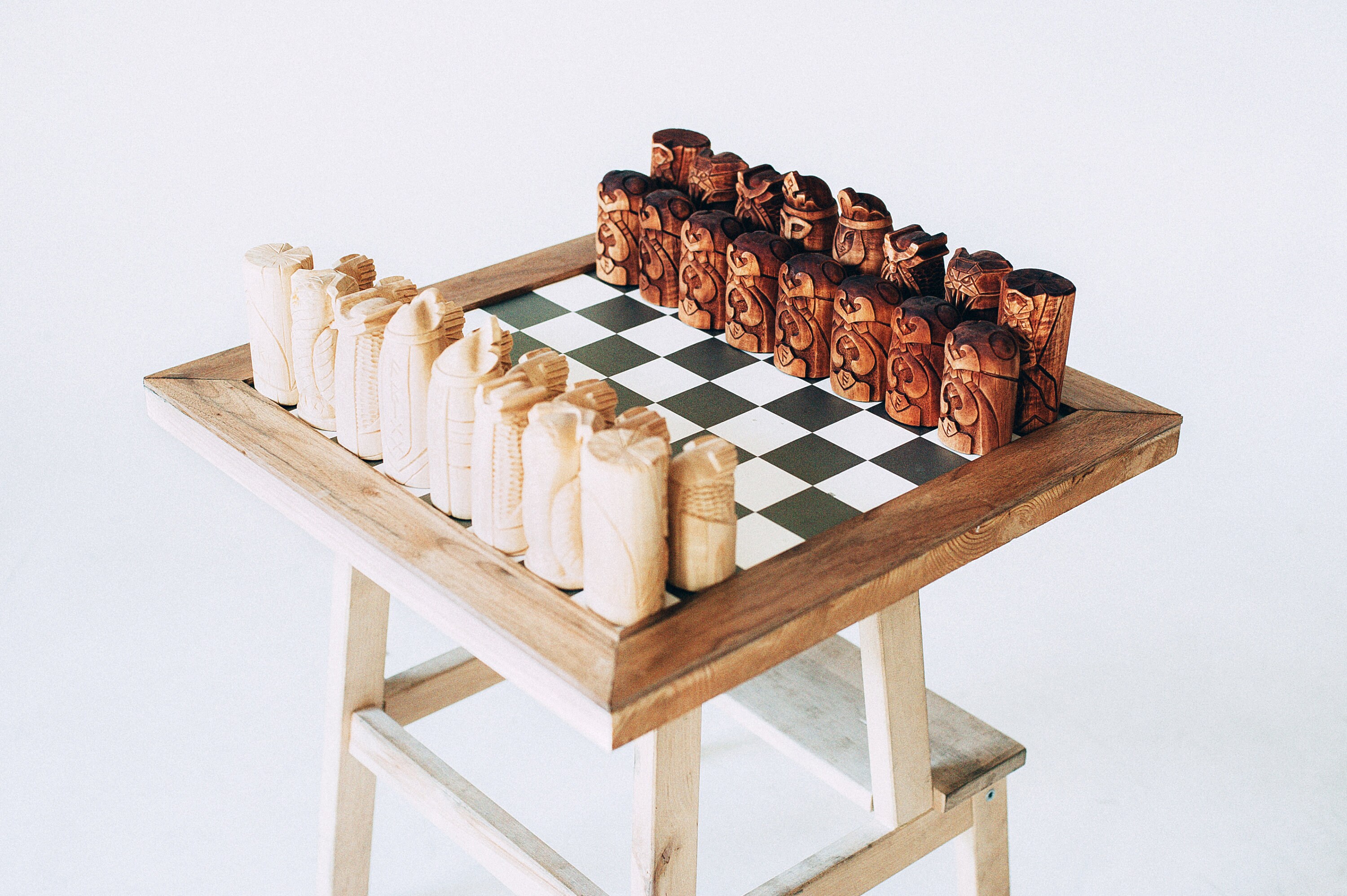 Scandinavian Chess set. Vikings chess. Hand carved Etsy