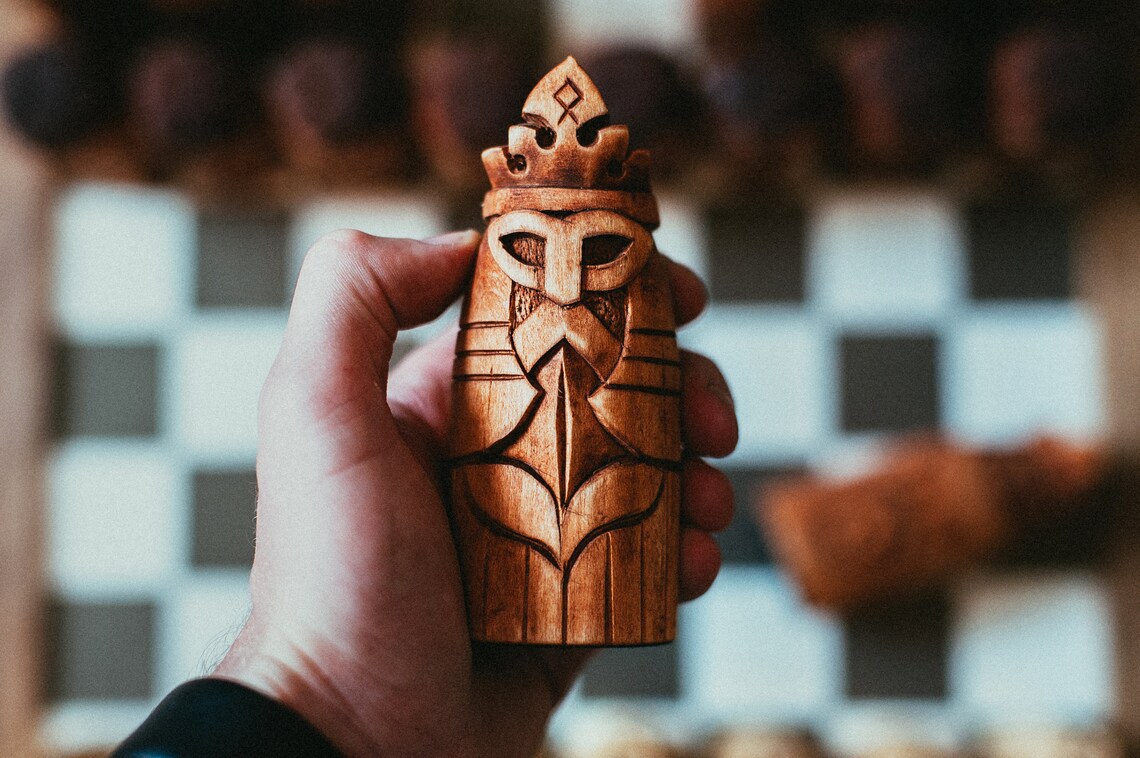 Scandinavian Chess Set. Vikings Chess. Hand Carved Etsy