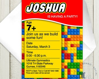INSTANT ACCESS | Building Blocks Party Invitation | Printable | Editable |  DIY