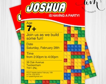 Printable Building Blocks Party Invitation | Personalized