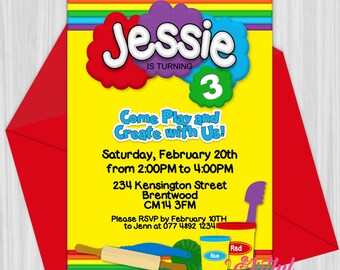 Printable Play Clay Birthday Party Invitation | Personalized