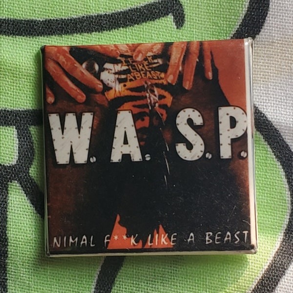 vtg 90s W.A.S.P. 1.5" pin button "WASP" "Animal" A156
