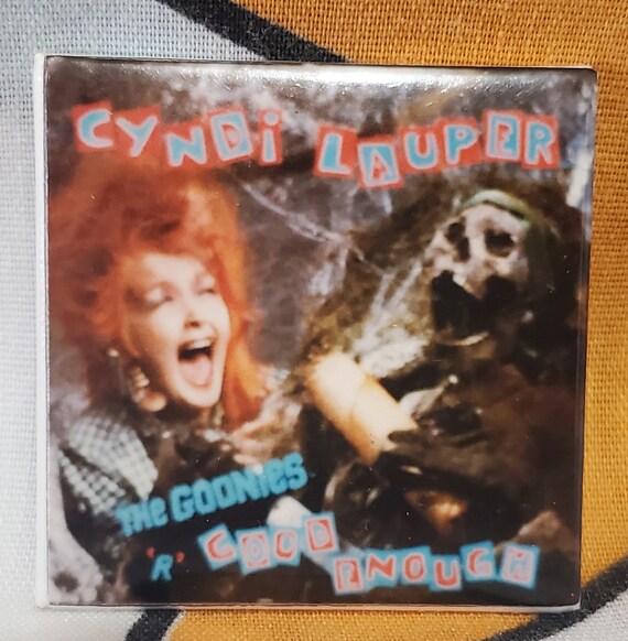 Vtg Cyndi Lauper 1 5 Pin Badge The Goonies Are Good Gem Vtg Cyndi Lauper 1 5 Pin Badge The Goonies Are Good Gem