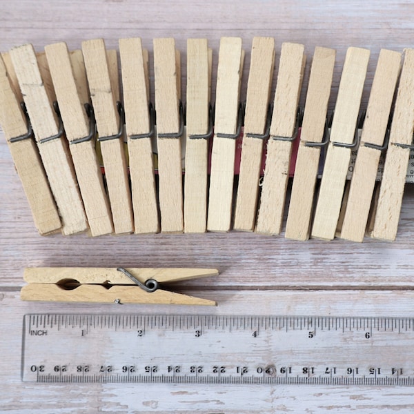 15 wooden vintage clothespins - set wood soviet clothes pegs