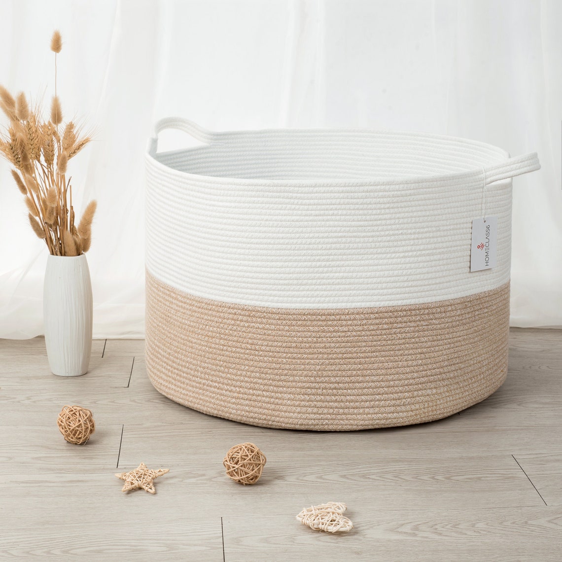 EXTRA LARGE Storage Basket with Handles. Woven Blanket Basket Etsy