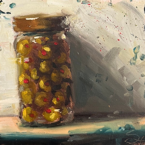 Original Alla Prima oil Painting 17x17cm 'Olives'