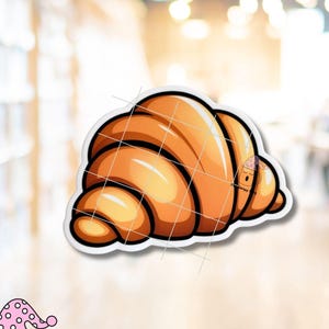 Cute Croissant Vinyl STICKER for Laptop Notebook Journal Coffee Bar Cart Bakery Aesthetic French Food Lover Gift Idea Decal Foodie Breakfast