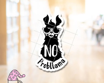 No Probllama Sticker Funny Cool Llama Problem Worries Waterproof Adhesive Vinyl