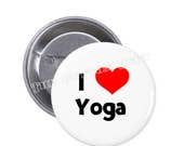 I Heart Love Yoga Pinback Button or Magnet Exercise Peace Stress Release Free Hot Downward Dog Stretching Teacher Gift Pride Stretch
