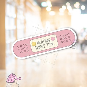 Healing Takes Time Band-Aid Sticker: Self Care Gift image 4