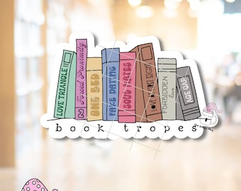 Book Tropes STICKER Bookish Book Lover Mystery Fantasy Romance Smut Summer eReader Friends to Lovers TBR Kindle Case Romantasy Waterproof