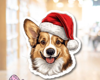 Pembroke-Welsh Corgi Dog and Hat Sticker Funny Family Christmas Fun Gift Pet Fur Baby Mama Waterproof Adhesive Vinyl