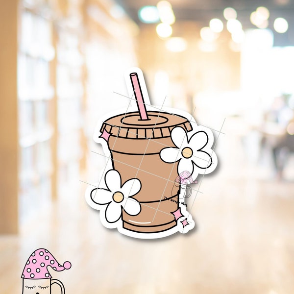 Iced Coffee STICKER Ice Girly Latte Mocha Vanilla Frozen Lover Plastic Cup Reuseable Beer Can Straw Kindle iPad Case Waterproof Adhesive