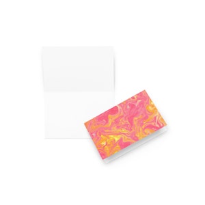 Greeting card pink orange yellow marble