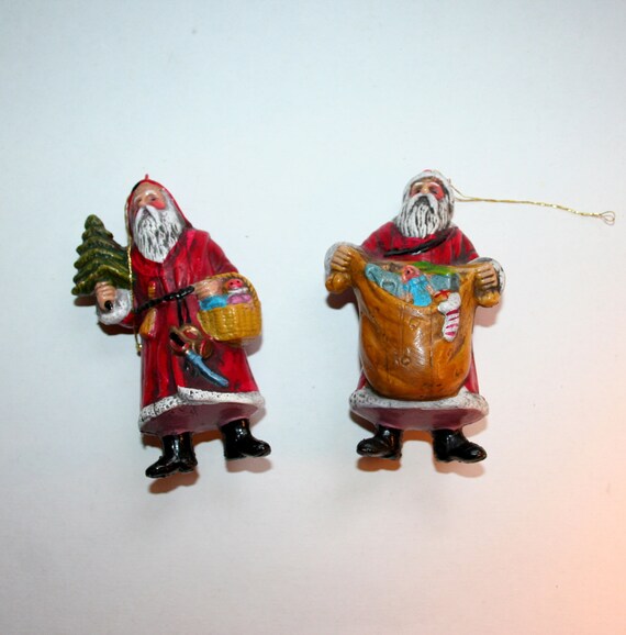 Set Of Two Vintage Christmas Ornaments Hard Plastic Blow Etsy