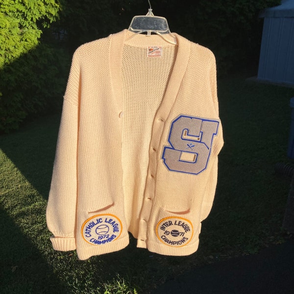 Philadelphia St James Catholic High School Letterman’s Jacket Sweater Championship 1972 Wool