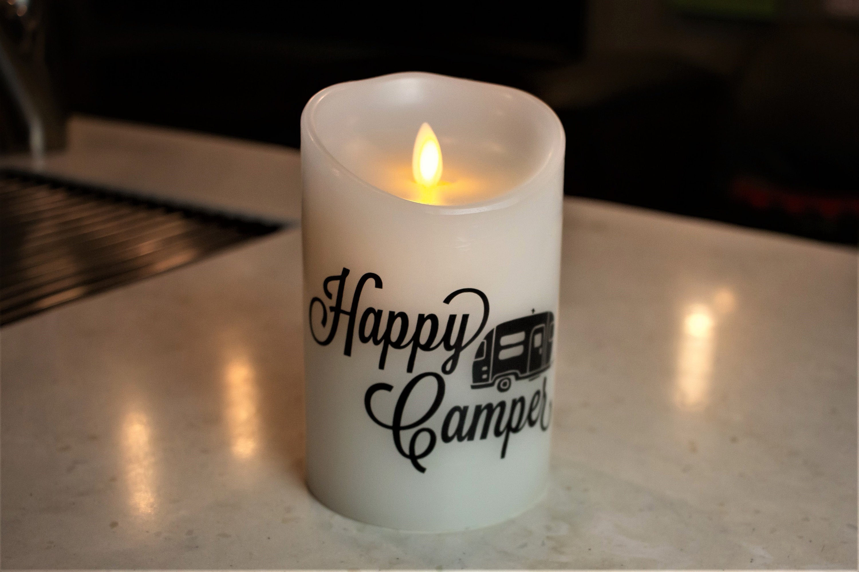 RV Decor Happy Camper Flameless Candle Camper Decor RV Etsy