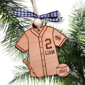 Béisbol, Jersey de béisbol con bate, Adorno, Navidad, SVG, Archivo láser, Glowforge