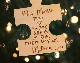 Thank you for being such an important piece, Teacher, Teacher Appreciation, Ornament, Christmas, Puzzle Piece, SVG, Laser File, Glowforge