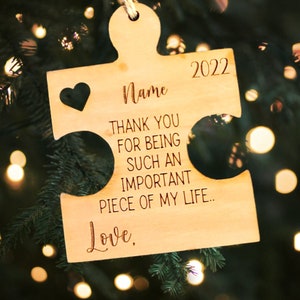 Grazie per essere un pezzo importante della mia vita, Ornamento, Natale, In Apprezzamento, Puzzle Piece, SVG, Laser File, Glowforge