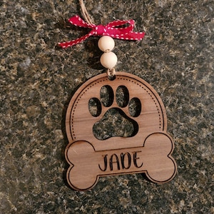 Hondornament, hondenbot, poot, Kerstmis, laserbestand, SVG, Glowforge