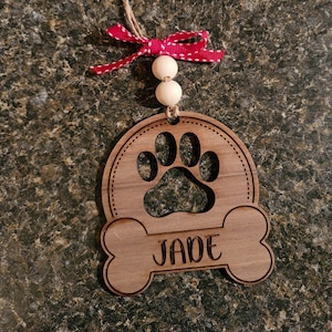 Dog Ornament, Dog Bone, Paw, Christmas, Laser File, SVG, Glowforge