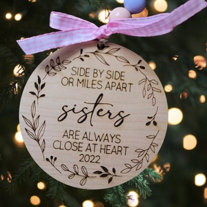 Side by Side of Miles Apart, Sisters, Christmas, Ornament, SVG, Laser FIle, Glowforge