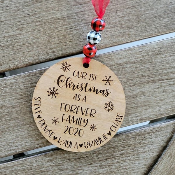 Onze eerste kerst voor altijd familie, adoptie, gemengde familie, ornament, SVG, laserbestand