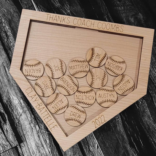 Baseball, Softball, Base avec balles de baseball, Homeplate, Coach Gift, Player Gift, SVG, Laser File, Glowforge