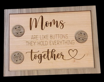 Moms Are Like Buttons, Sign, Mothers Day, Mom, SVG, Laser File, Glowforge