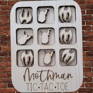 West Virginia, Mothman, Tic Tac Toe, SVG, Laser File, Glowforge