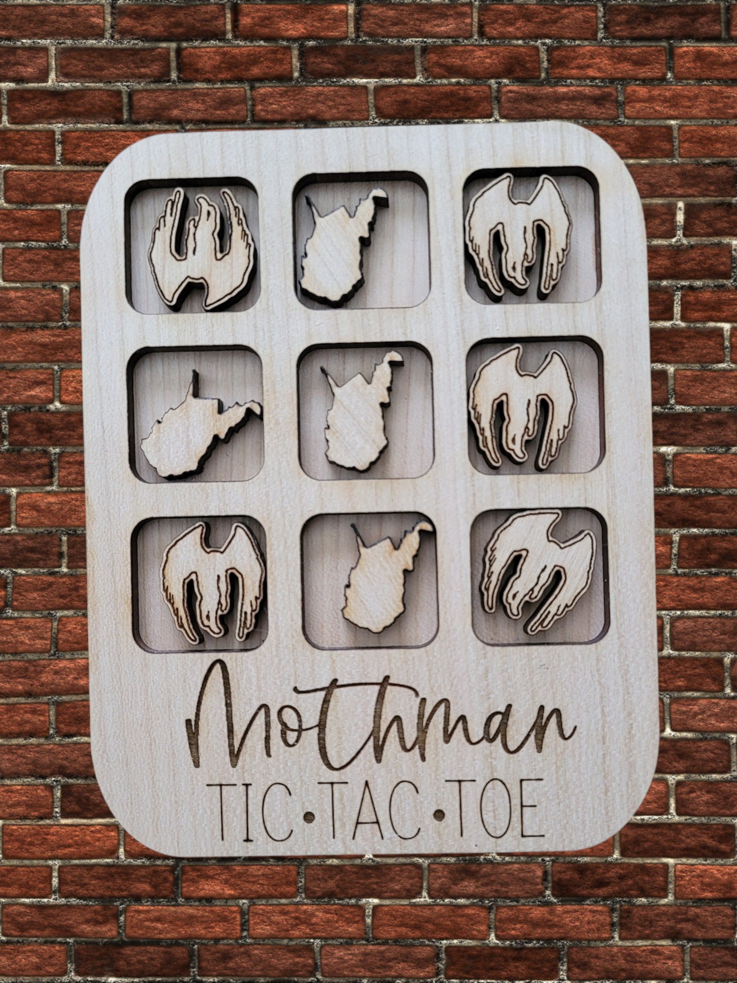 West Virginia, Mothman, Tic Tac Toe, SVG, Laser File, Glowforge