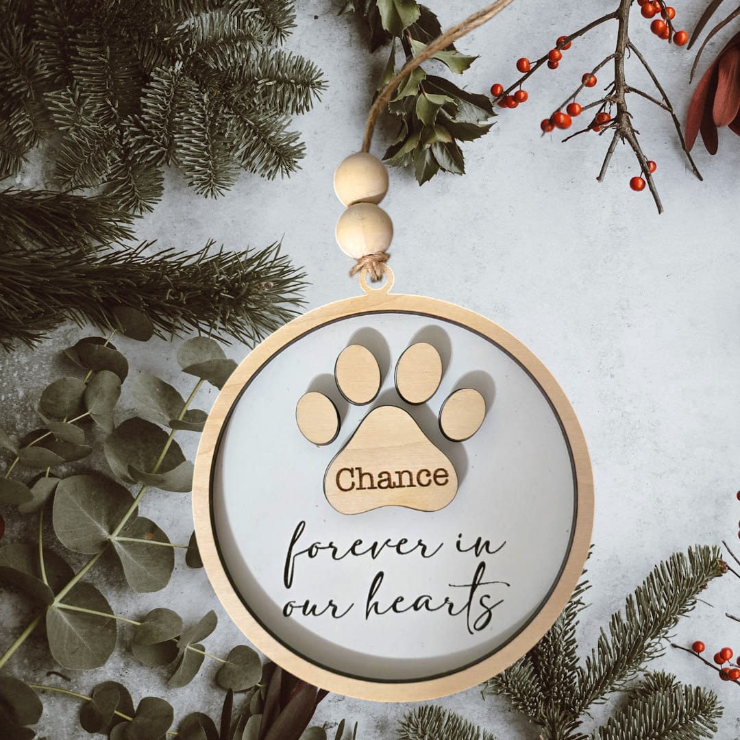 Forever in Our Hearts, Pet Memorial Ornament, Christmas Ornament, SVG ...