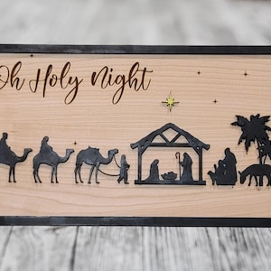 Oh Holy Night, Nativity, Christmas, Sign with Frame, SVG, Laser File, Glowforge