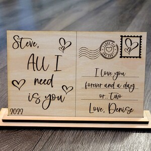 Tout ce dont j'ai besoin, c'est de vous, Saint-Valentin, anniversaire, carte postale de la Saint-Valentin, carte postale en bois, SVG, fichier laser, Glowforge