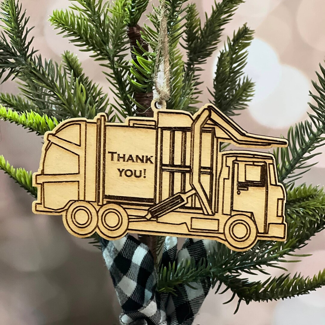 Garbage Truck, Garbage Truck Ornament, Christmas Ornament, Laser