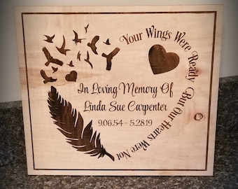 Your Wings Were Ready In Memory of Angel Wings Loss of Loved One SVG Laser File Glowforge