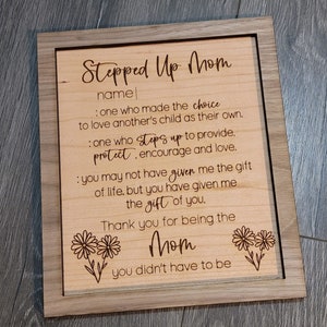 Stepd Up Mom, Bonus Mom, Teken, Moederdag, SVG, Laser File, Glowforge