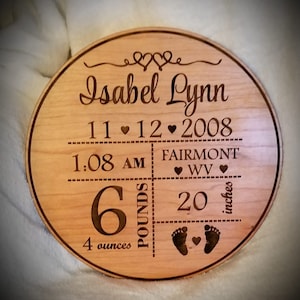 Geburtsanzeige Stat Schild mit Bonus Ornament SVG Laser File Glowforge