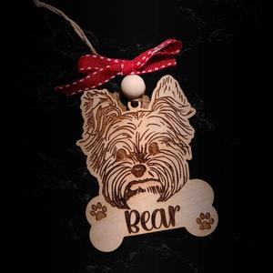 Yorkie, Christmas Ornament, Pets, SVG, Sign, Glowforge, Laser File