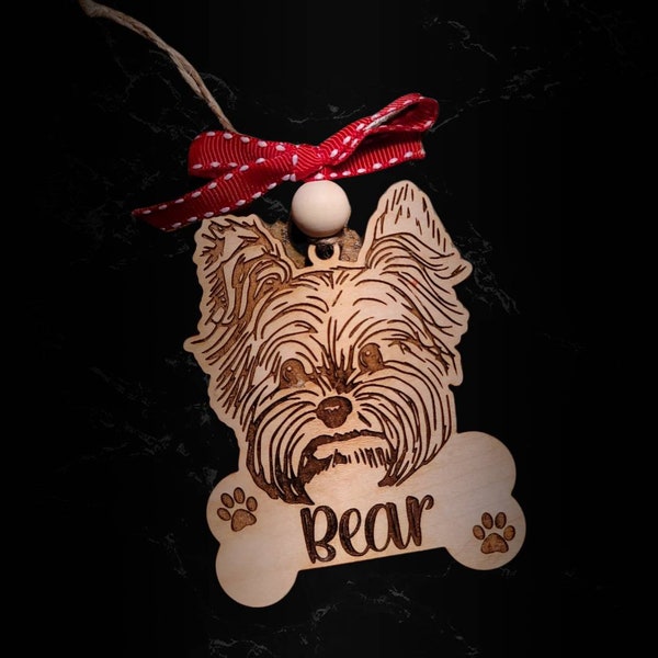 Yorkie, Christmas Ornament, Pets, SVG, Sign, Glowforge, Laser File