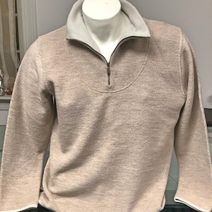 Men&#39;s Large Casual Half Zip Pullover in Alpaca Pima Cotton