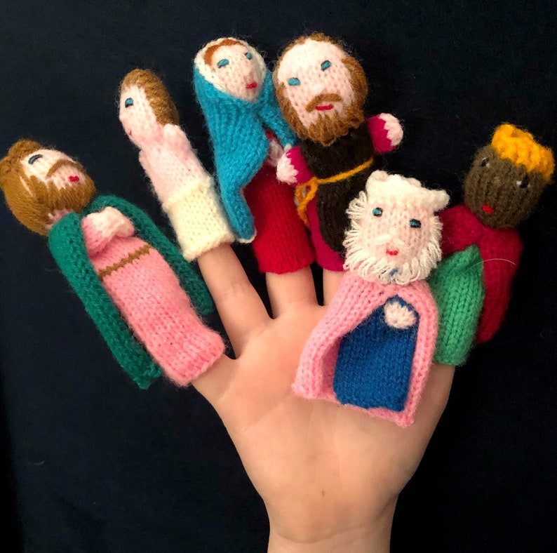 Peruvian Nativity Finger Puppets/ Cotton Finger Puppets / Puppet Set