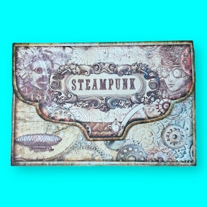 Steampunk Akkordeon Ephemera Organizer, erweiterbarer Umschlag, wählerischer Halter, Rezeptbuch, erweiterbarer Aufbewahrungsordner, Coupon