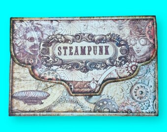 Steampunk Accordion Ephemera Organizer – Expandable Envelope, Fussy Cut Holder, Filing System, Recipe Keeper, Expanding Storage Folder, Coup