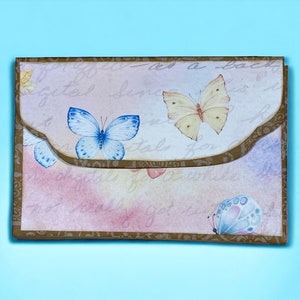 Organizador de efímeras con forma de billetera en forma de acordeón con forma de mariposa, sobre expandible, soporte para recortes, sistema de archivo, receta, carpeta de almacenamiento expandible, cupón