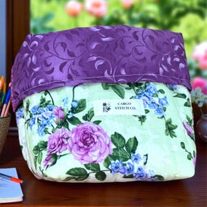 Quilted Fabric Basket Garden Floral Print Handmade Storage Organizer Cottagecore Home Decor Bin - Ready to Ship — Fast Holiday Shipping!