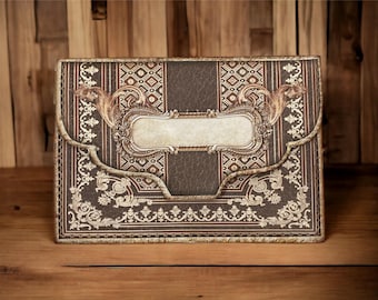 Brown Accordion Ephemera Organizer • Expandable File Folder with 5 Pockets • Junk Journal Storage, Recipe & Coupon Holder, Vintage Gift