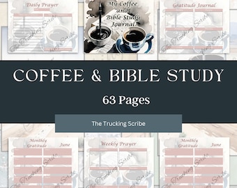 Coffee and Bible Study Prayer Journal, Bible Verse, Scripture Log, Undated Planner, Junk Journal, Affirmations, Printable, Digital Download