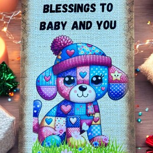 Diario basura con bendiciones para ti y tu bebé / Tarjeta de regalo con animales de peluche de patchwork / Libro de colección de deseos para recién nacidos / Imprime en casa